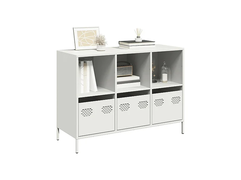 Sideboard Weiß 101,5x39x73,5 cm Kaltgewalzter Stahl