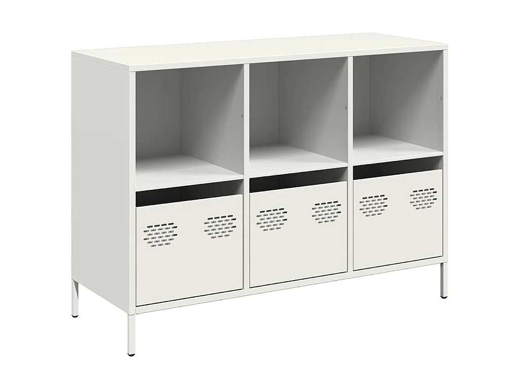 Credenza Bianca 101,5x39x73,5 cm in Acciaio Laminato a Freddo