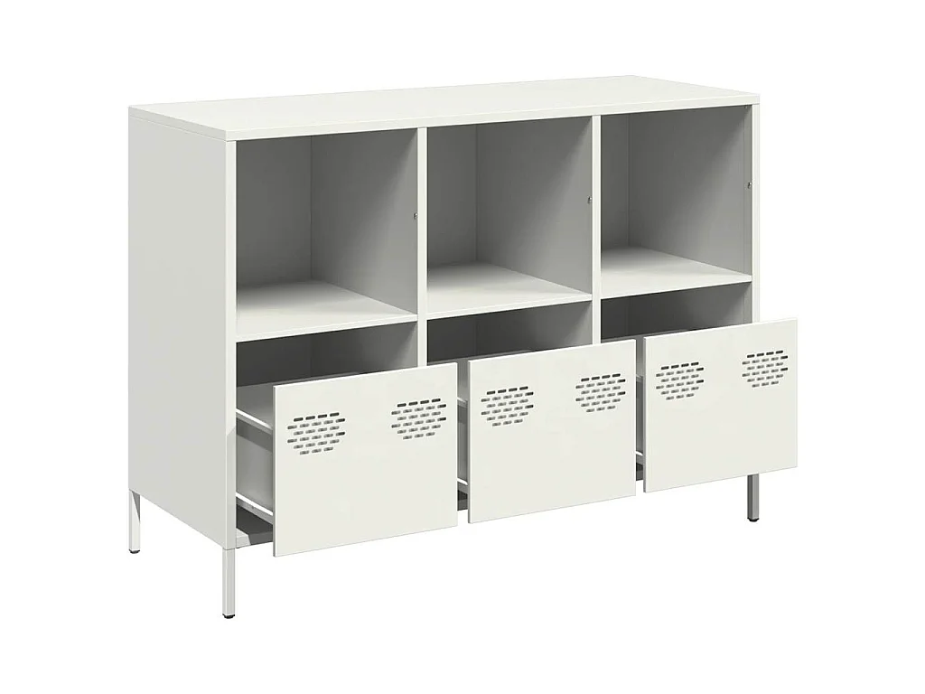 Credenza Bianca 101,5x39x73,5 cm in Acciaio Laminato a Freddo