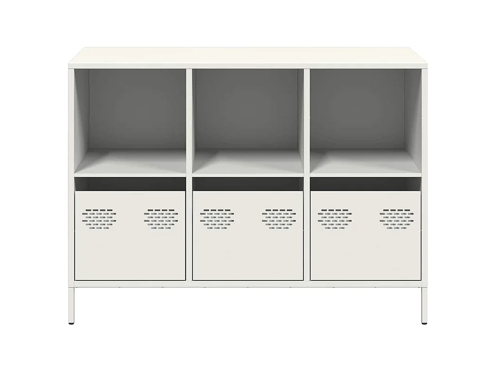 Credenza Bianca 101,5x39x73,5 cm in Acciaio Laminato a Freddo
