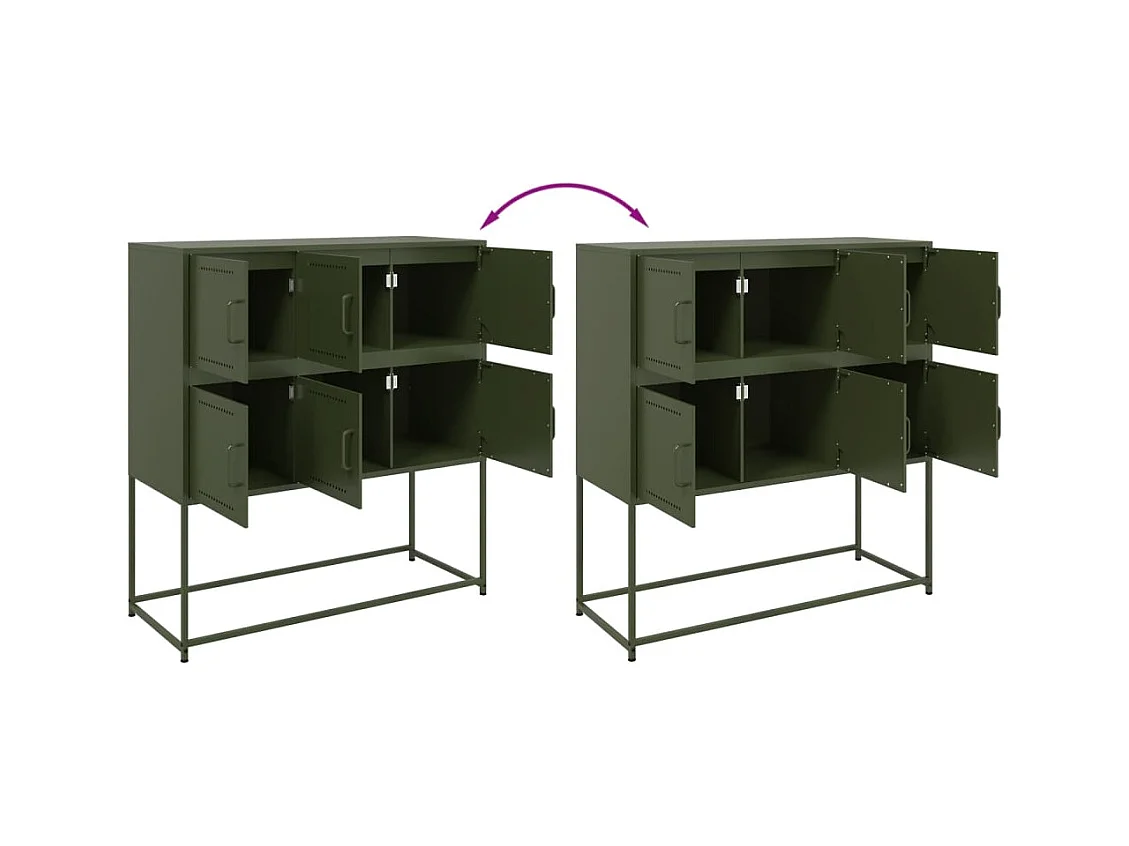 Dressoir 100,5x39x107 cm staal olijfgroen