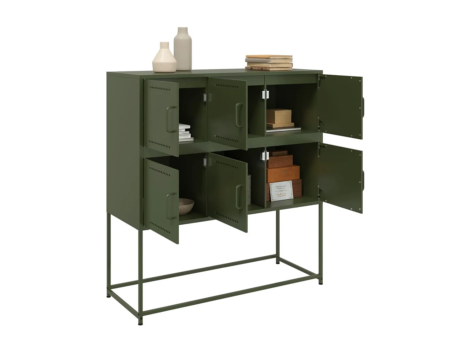 Dressoir 100,5x39x107 cm staal olijfgroen