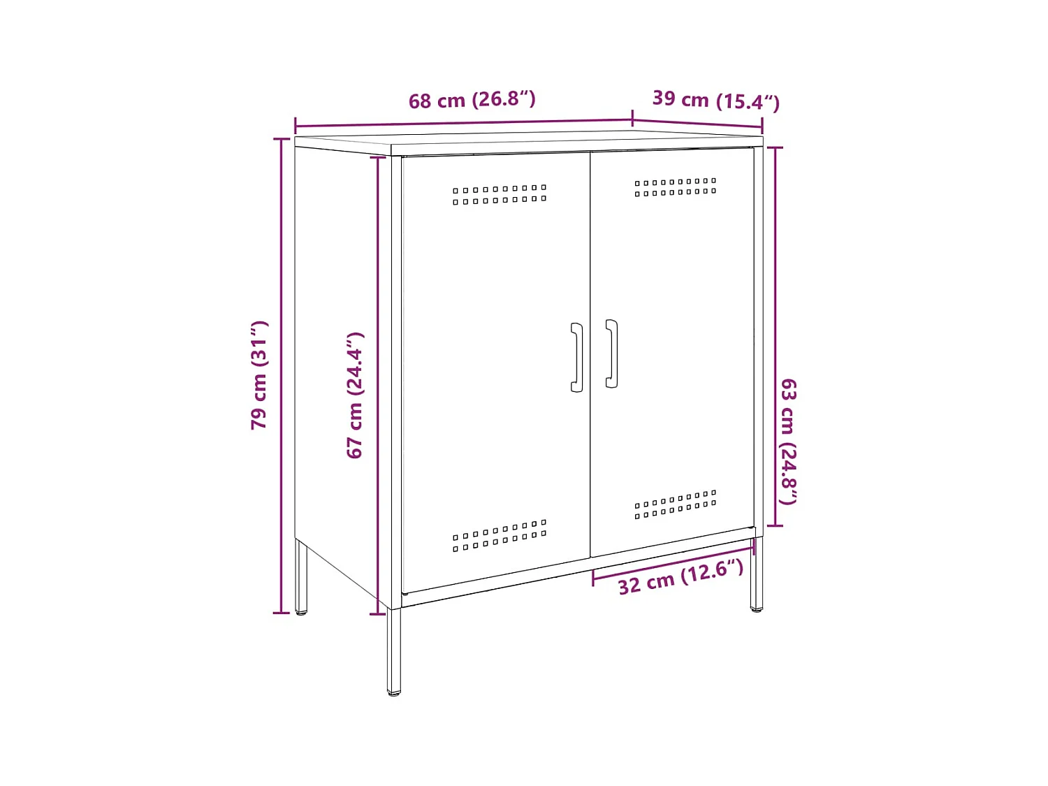 Buffet noir 68x39x79 cm acier