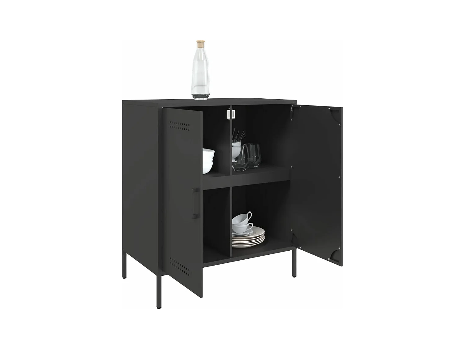 Buffet noir 68x39x79 cm acier