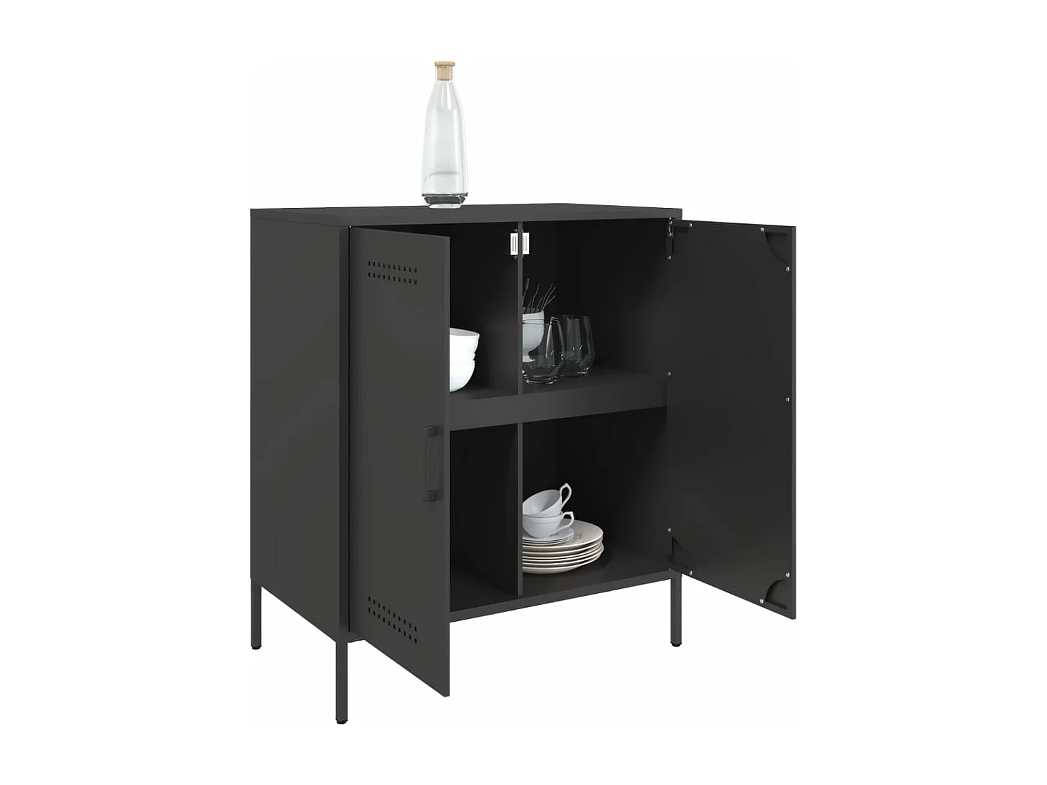 Buffet noir 68x39x79 cm acier