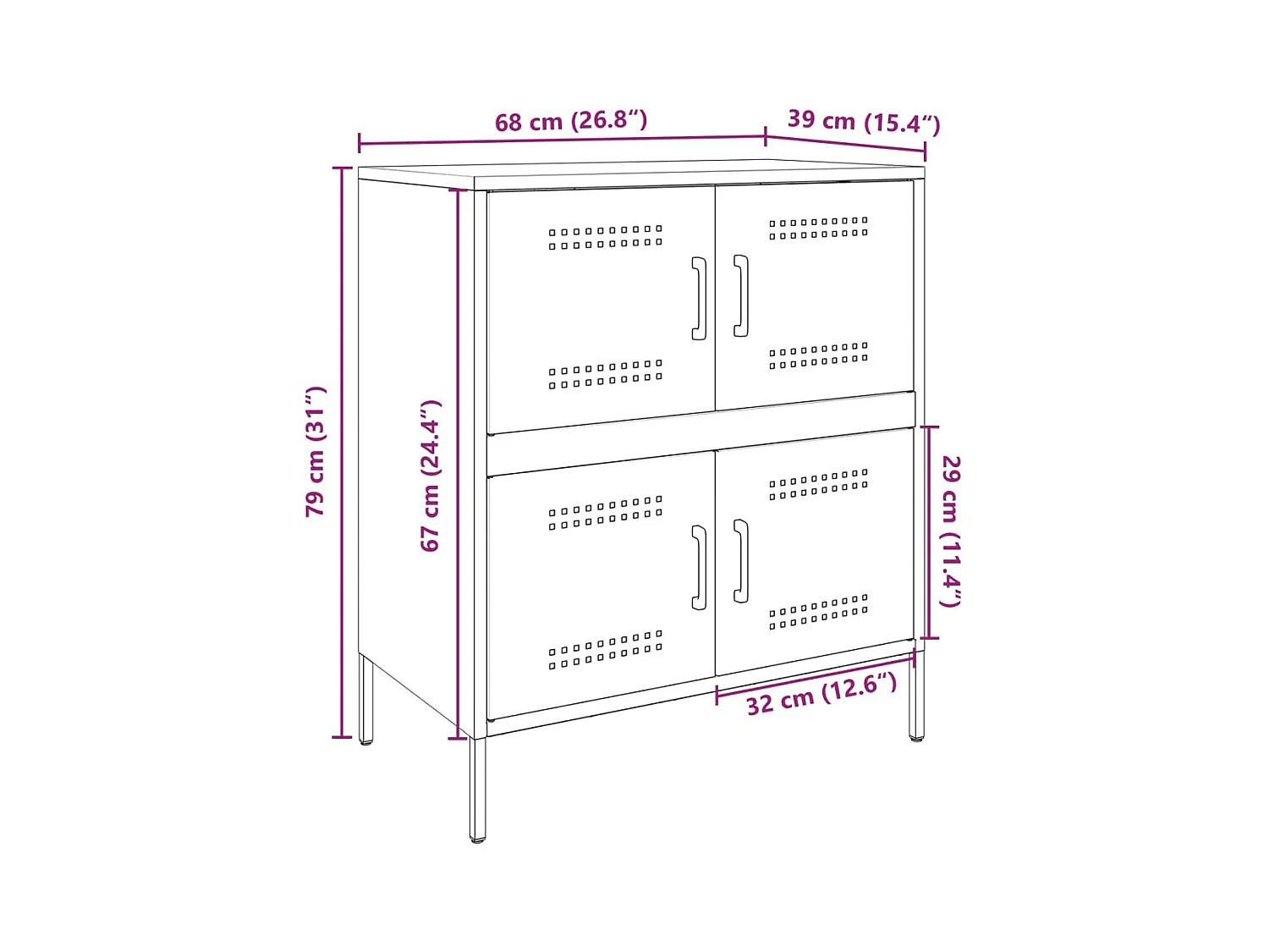 Buffet jaune moutarde 68x39x79 cm acier