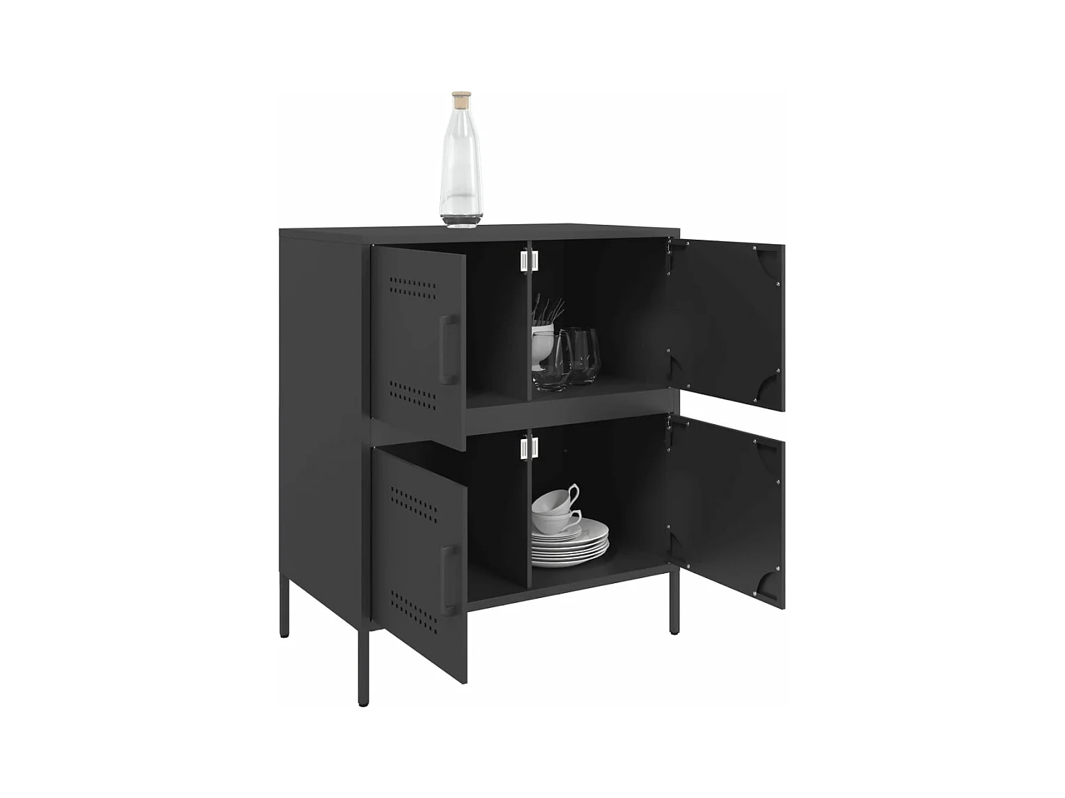 Buffet noir 68x39x79 cm acier