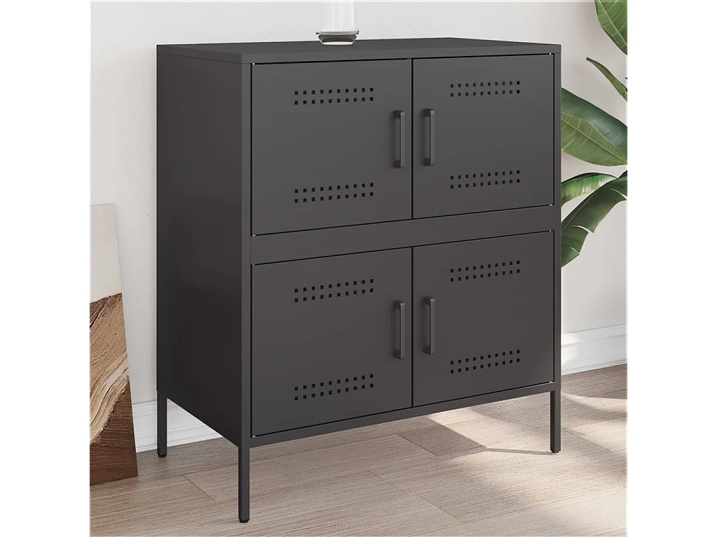 Credenza Nera 68x39x79 cm in Acciaio