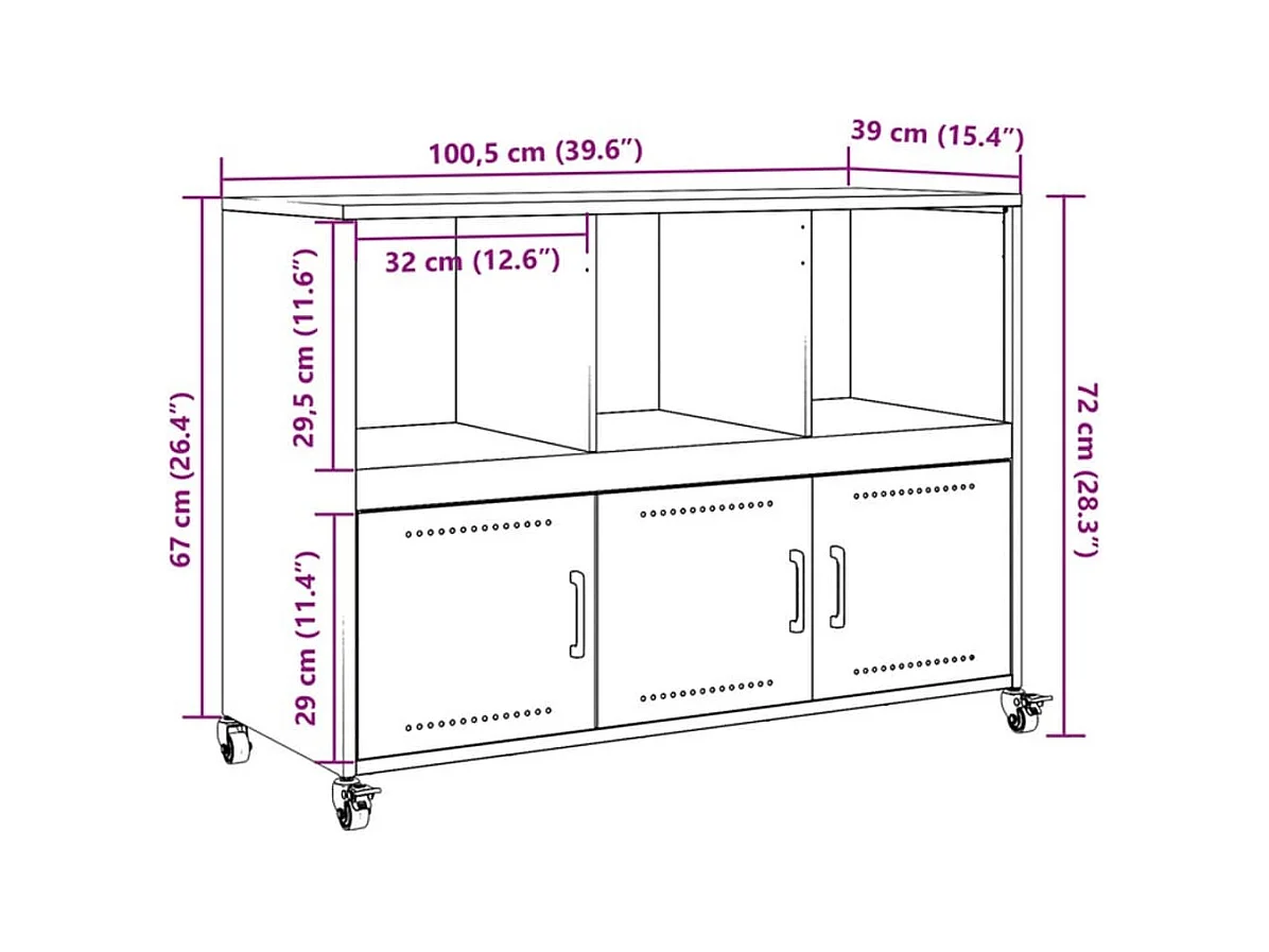 Aparador 100,5x39x72 cm aço antracite
