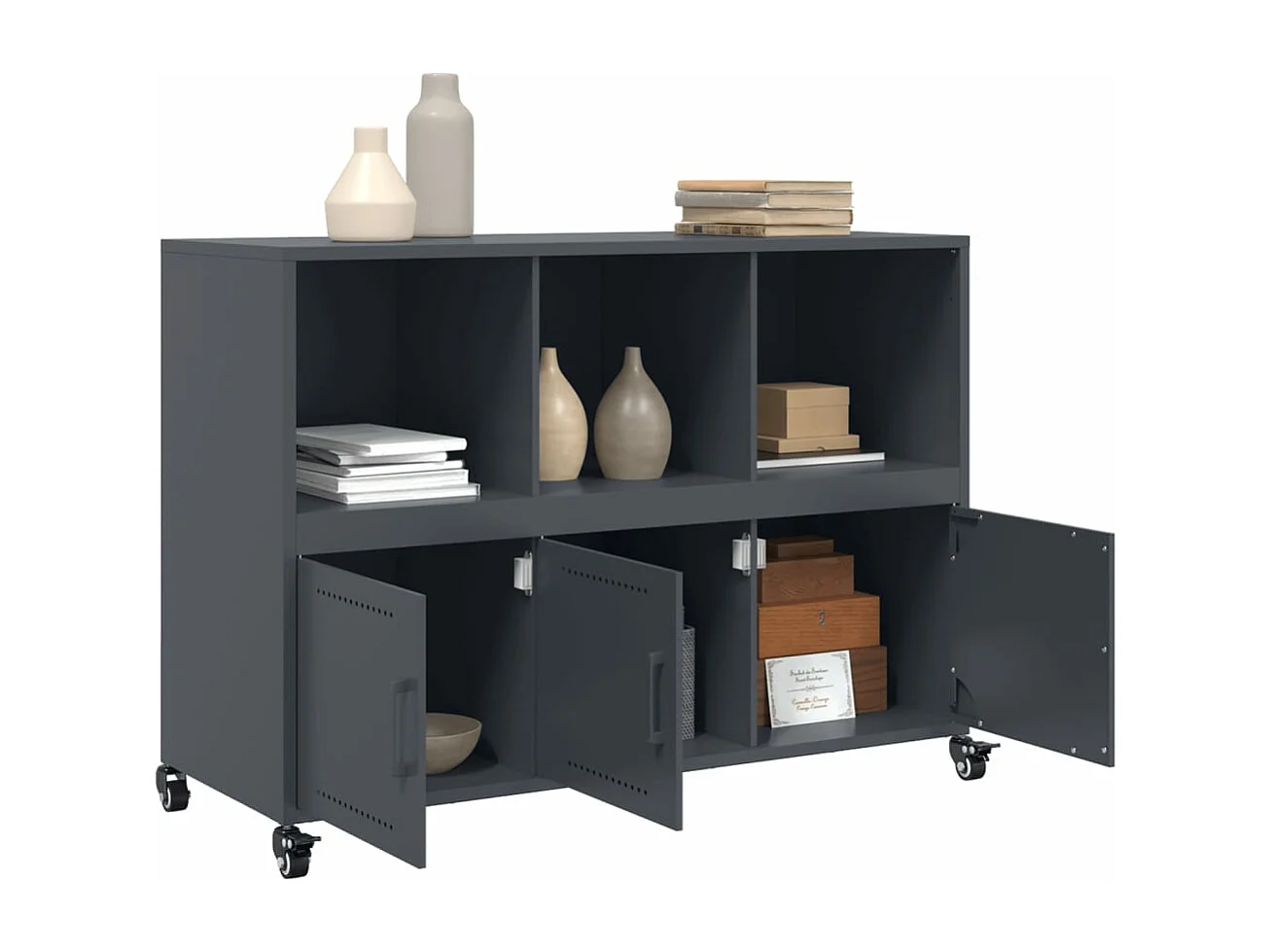 Buffet anthracite 100,5x39x72 cm acier