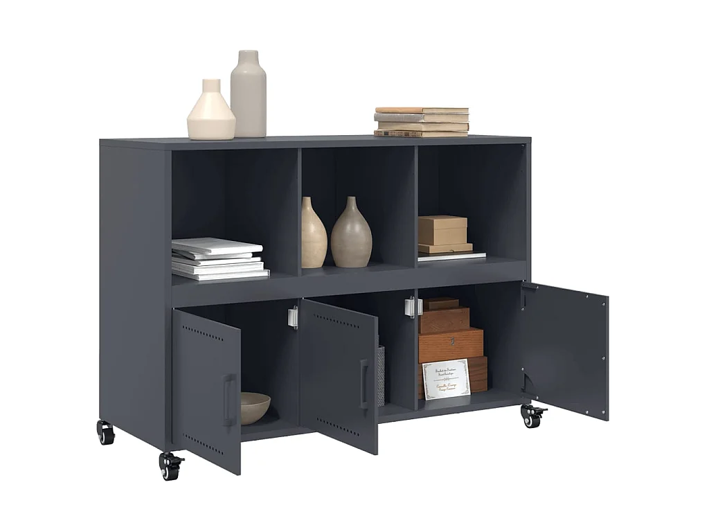 Buffet anthracite 100,5x39x72 cm acier