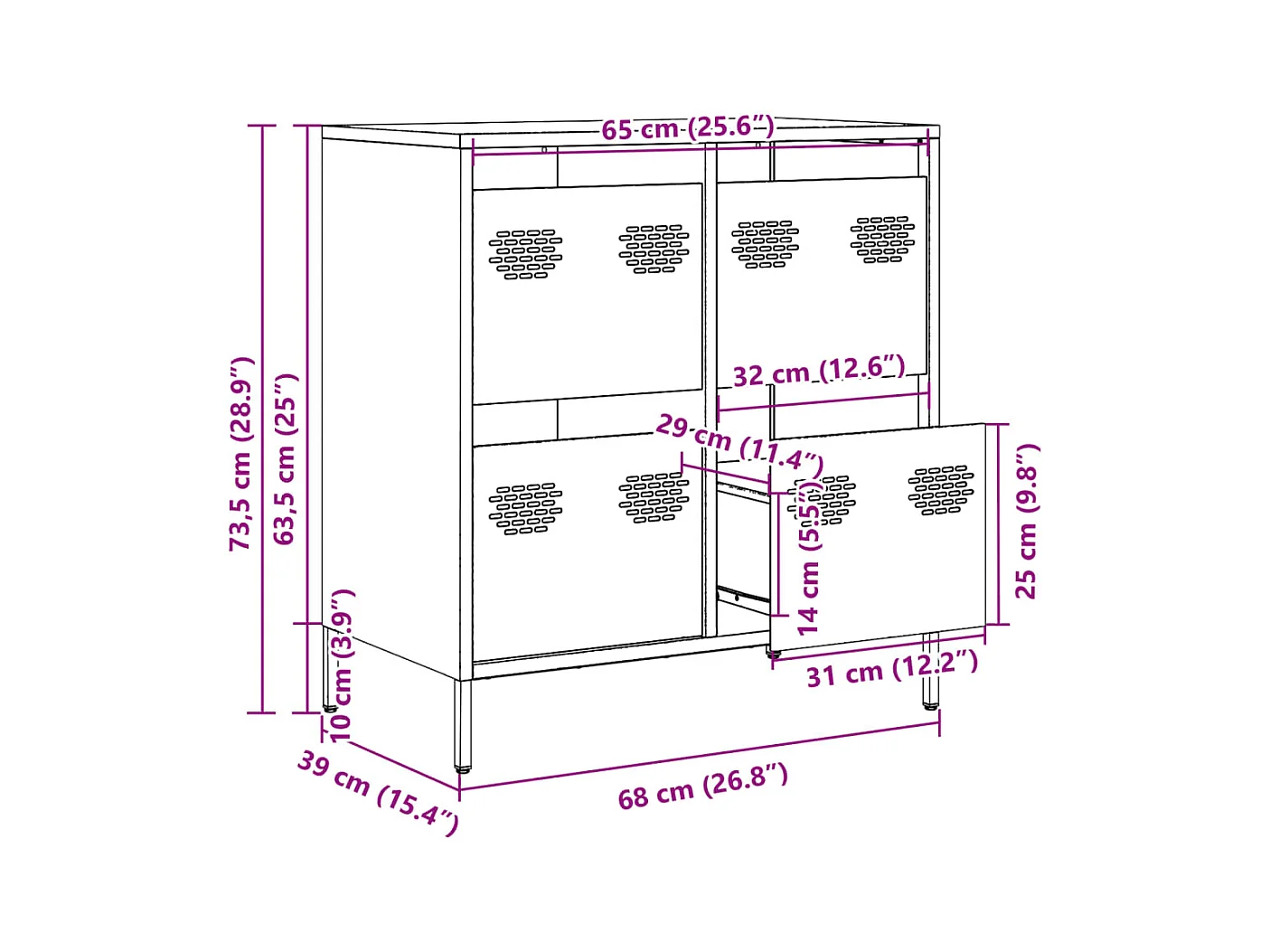 Credenza Verde Oliva 68x39x73,5 cm in Acciaio Laminato a Freddo