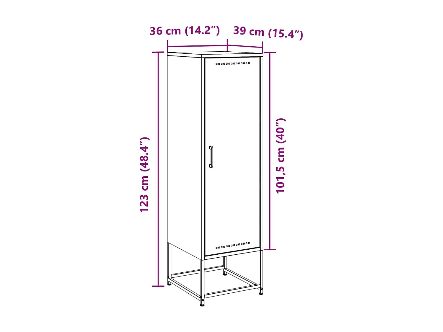 Buffet jaune moutarde 36x39x123 cm acier