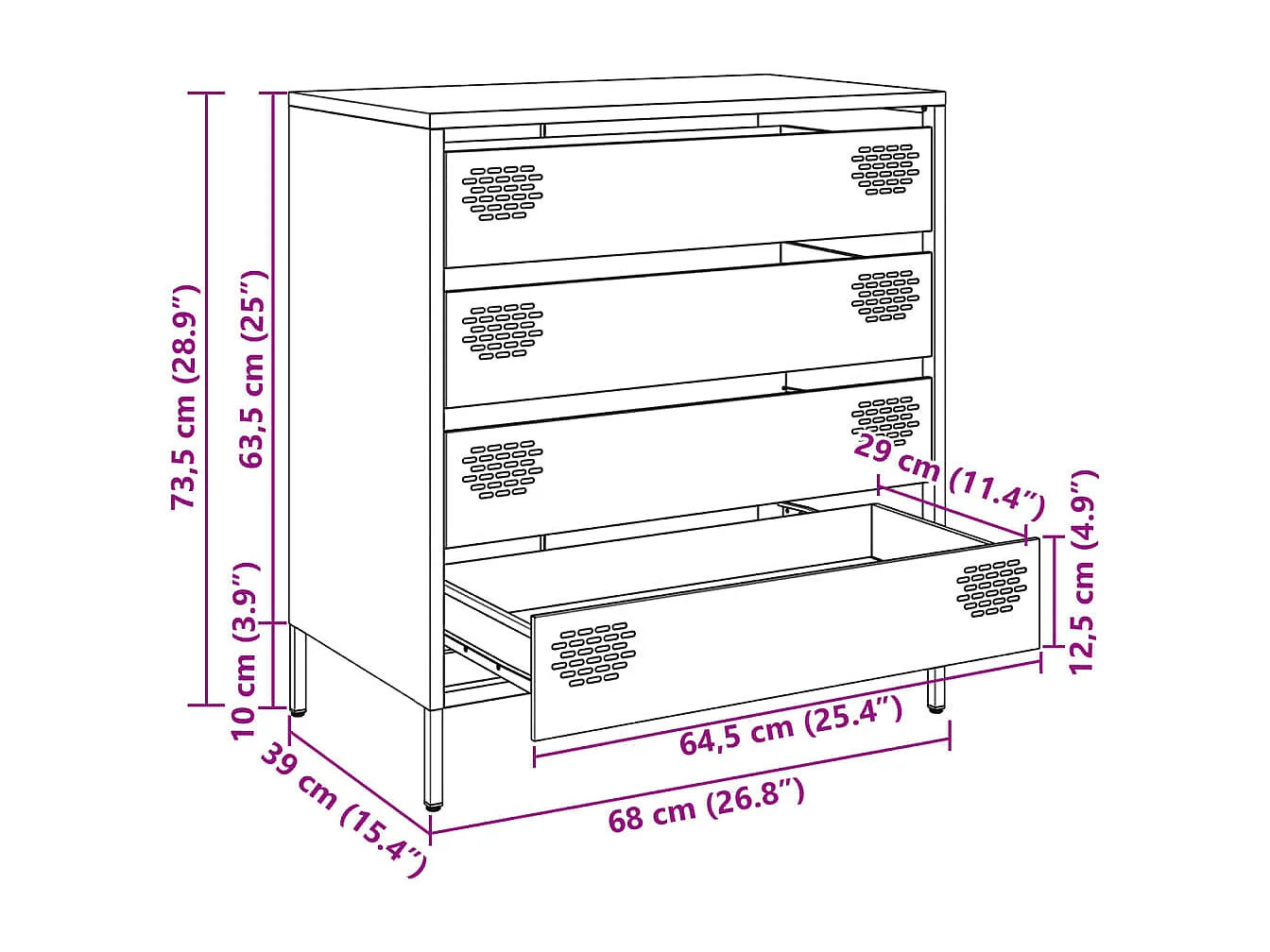 Aparador 68x39x73,5 cm aço laminado a frio verde-azeitona