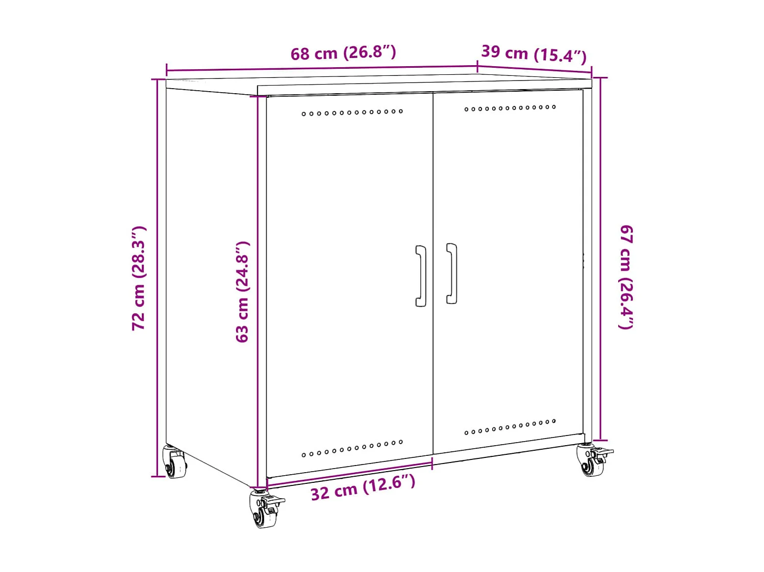 Buffet blanc 68x39x72 cm acier
