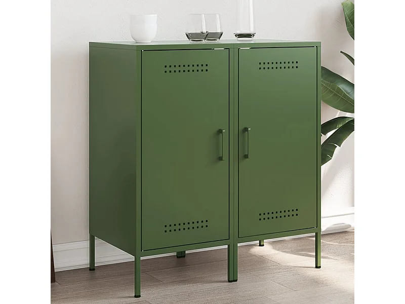 Sideboards 2 Stk. Olivgrün 36x39x79 cm Stahl
