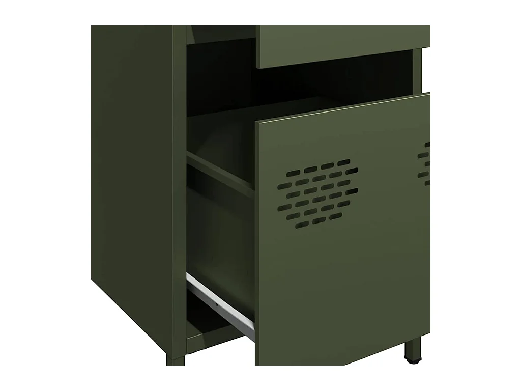 Aparador de acero laminado en frío verde oliva 35x39x73,5 cm