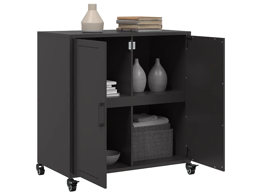 Credenza Nera 68x39x72 cm in Acciaio
