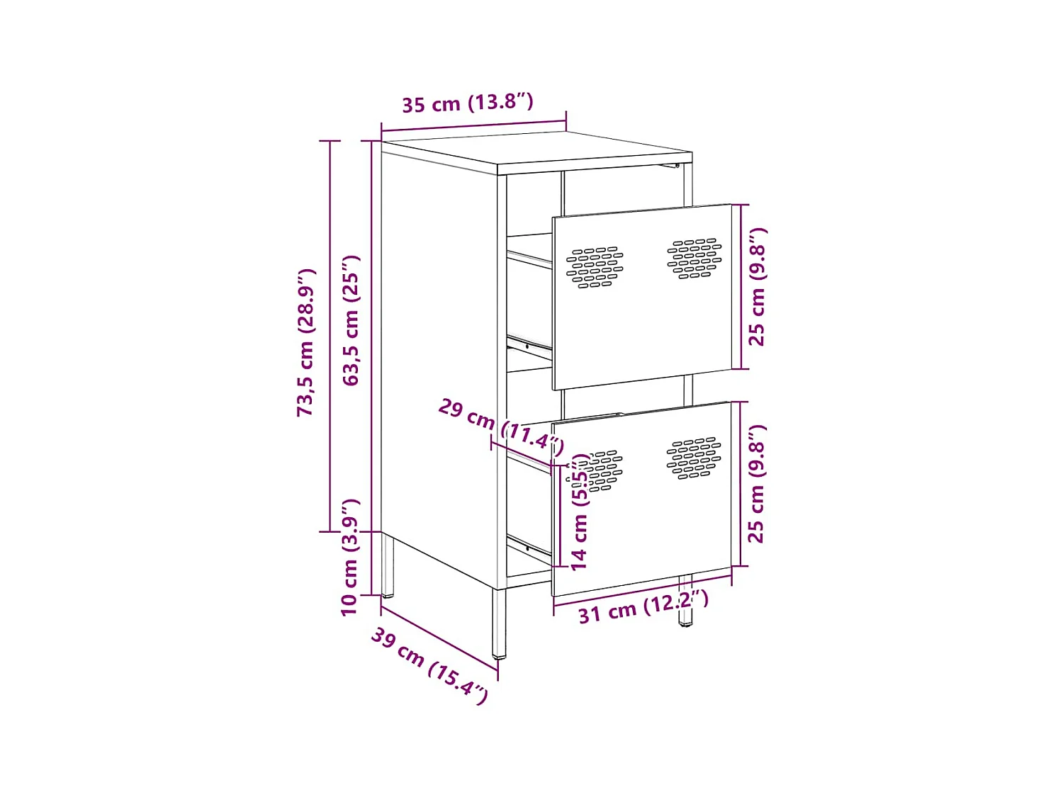 Sideboard Anthrazit 35x39x73,5 cm Kaltgewalzter Stahl