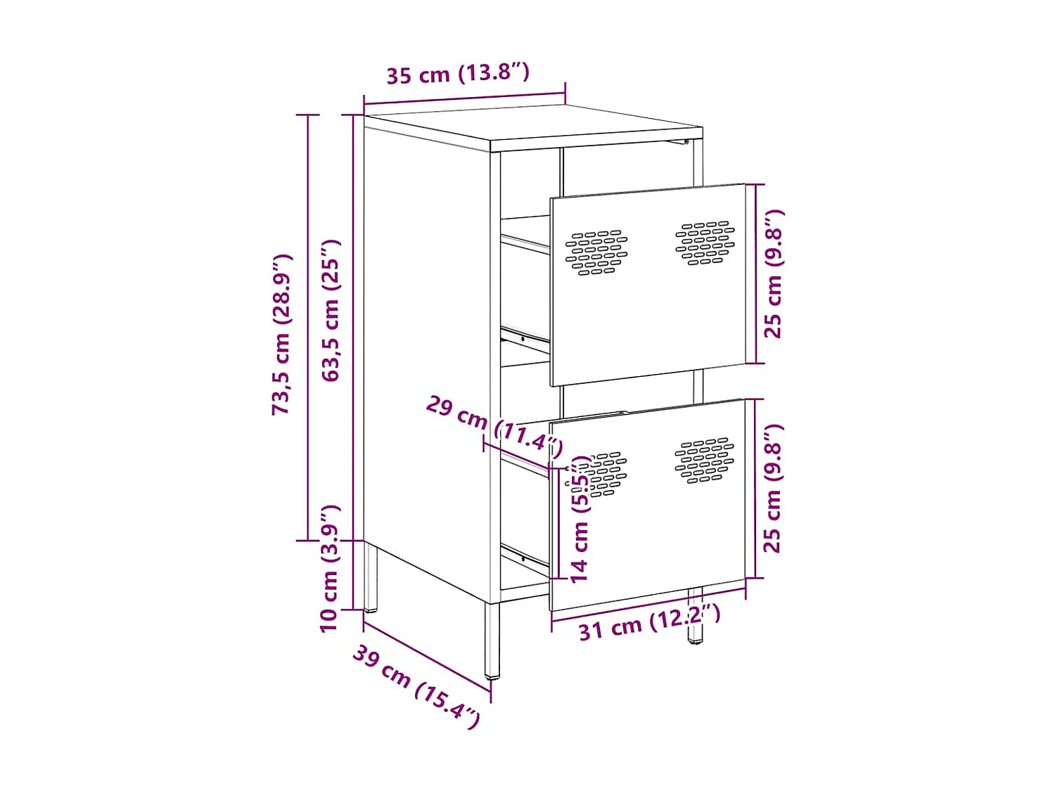 Buffet anthracite 35x39x73,5 cm acier laminé à froid