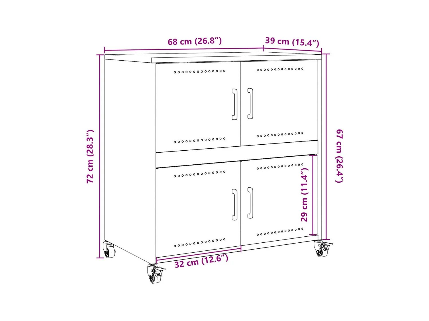 Sideboard Senfgelb 68,5x39x72 cm Stahl
