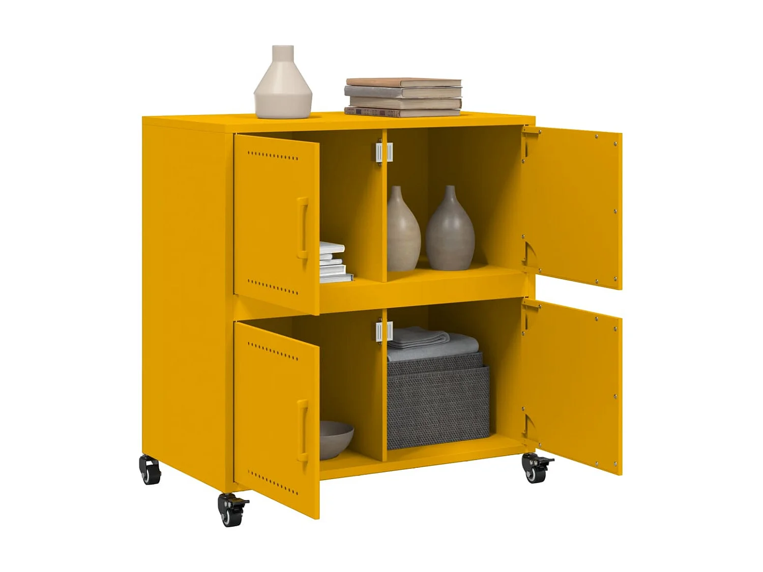 Buffet jaune moutarde 68x39x72 cm acier