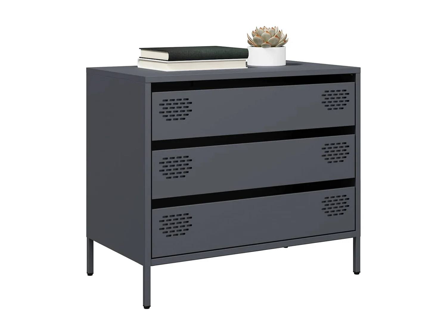 Credenza Antracite 68x39x58,5 cm in Acciaio Laminato a Freddo