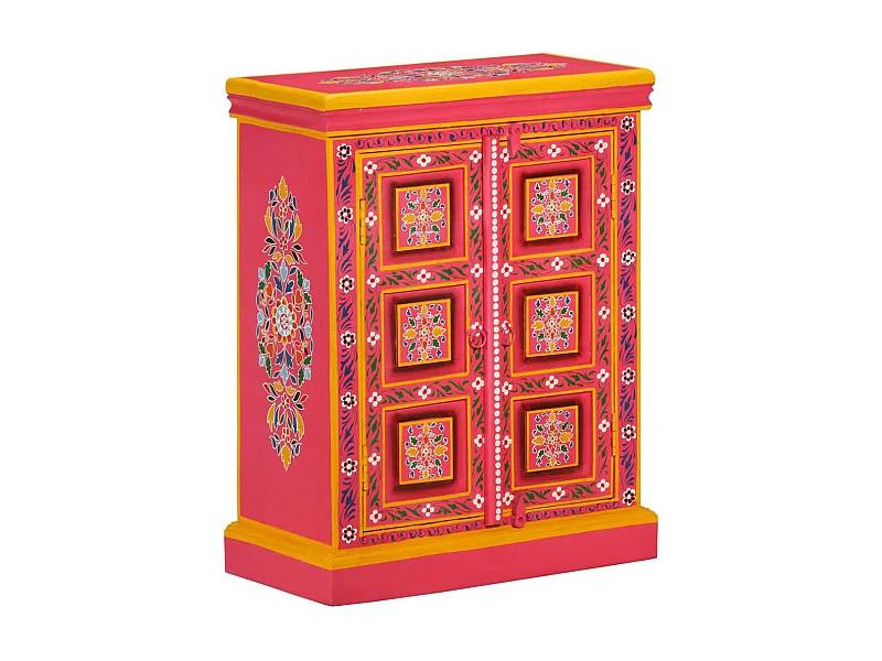 Sideboard Massivholz Mango Rosa Handbemalt