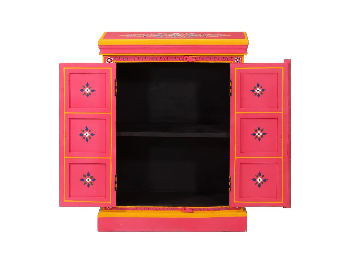 Buffet Bois massif de manguier Peinture rose à la main