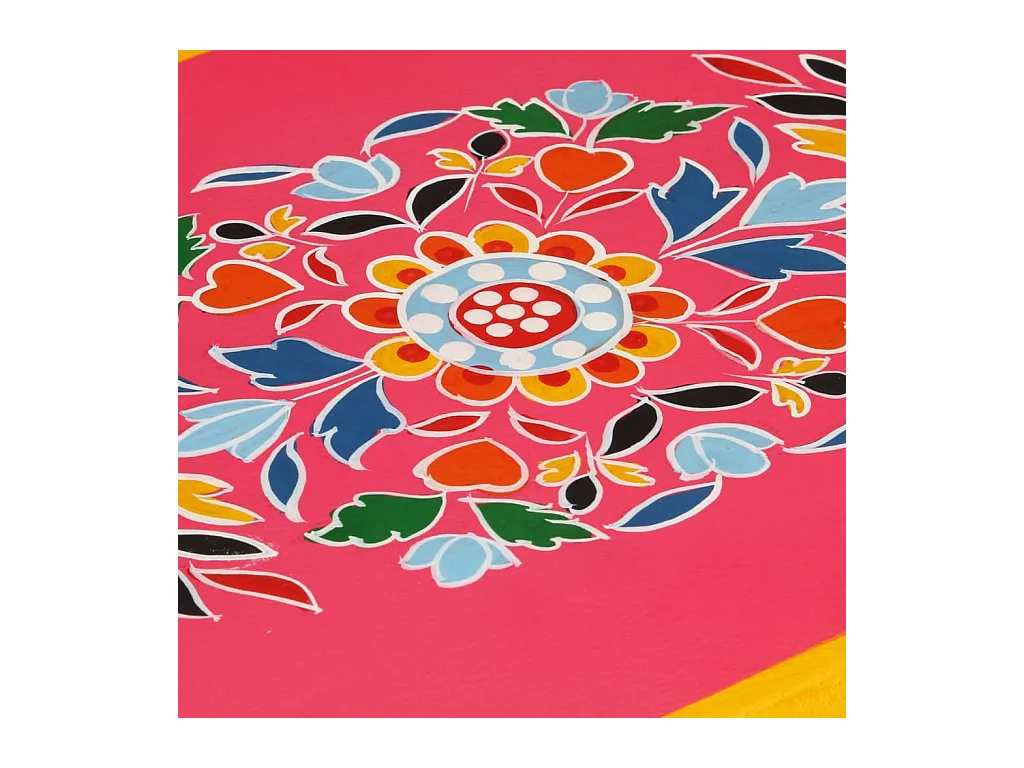 Buffet Bois massif de manguier Peinture rose à la main