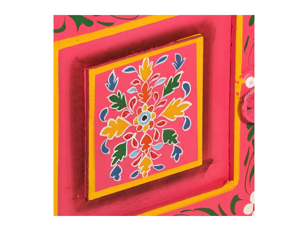 Buffet Bois massif de manguier Peinture rose à la main