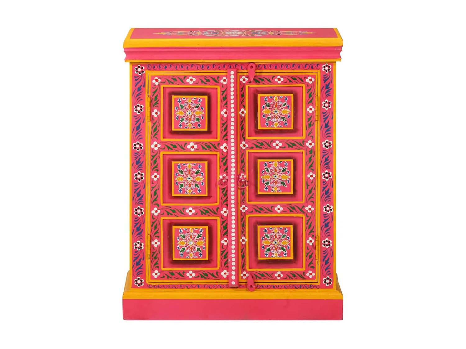 Sideboard Massivholz Mango Rosa Handbemalt