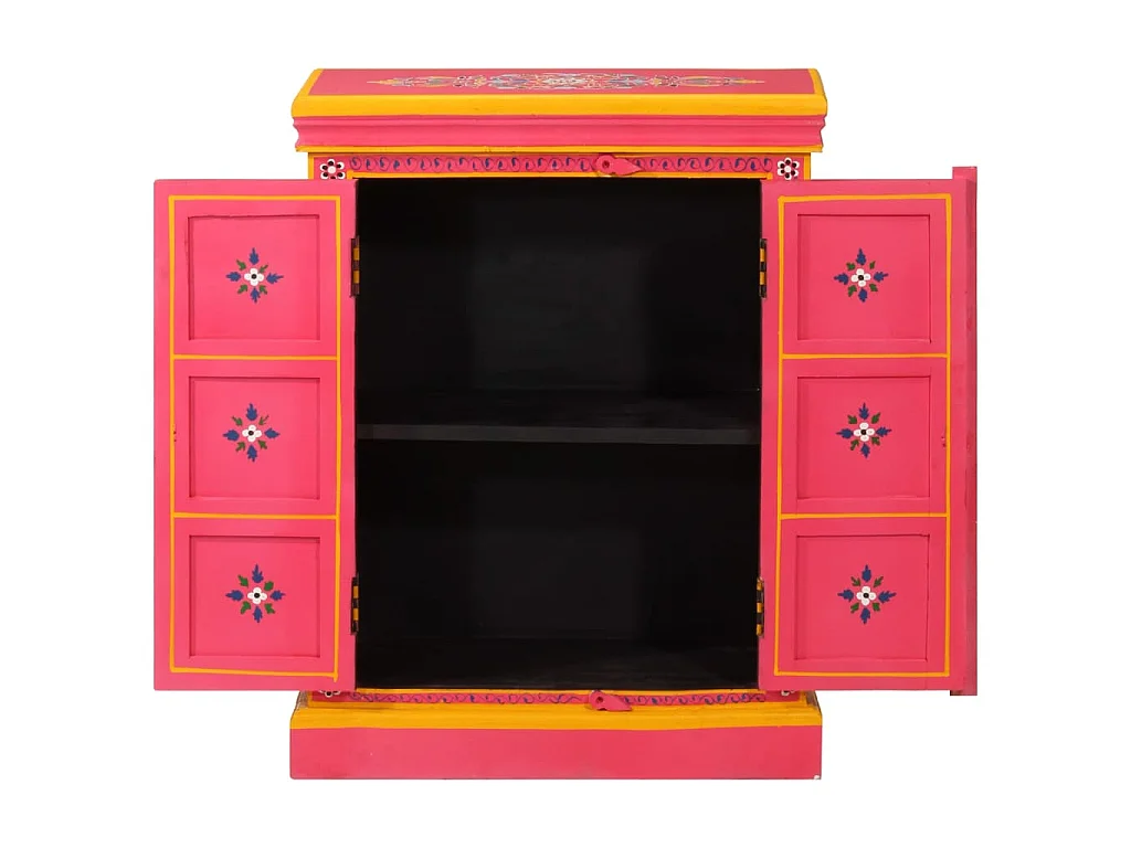 Buffet Bois massif de manguier Peinture rose à la main