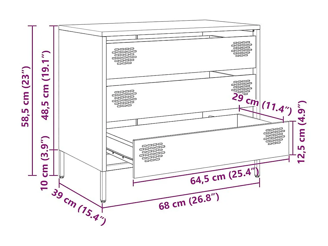 Buffet blanc 68x39x58,5 cm acier laminé à froid