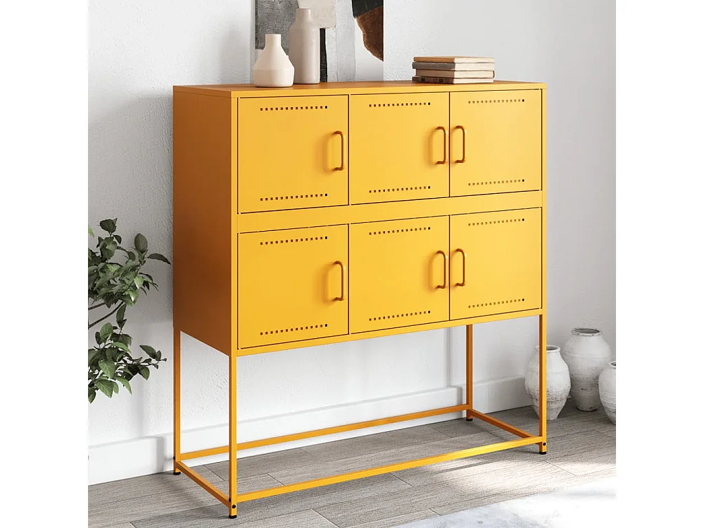 Aparador 100,5x39x107 cm aço amarelo mostarda