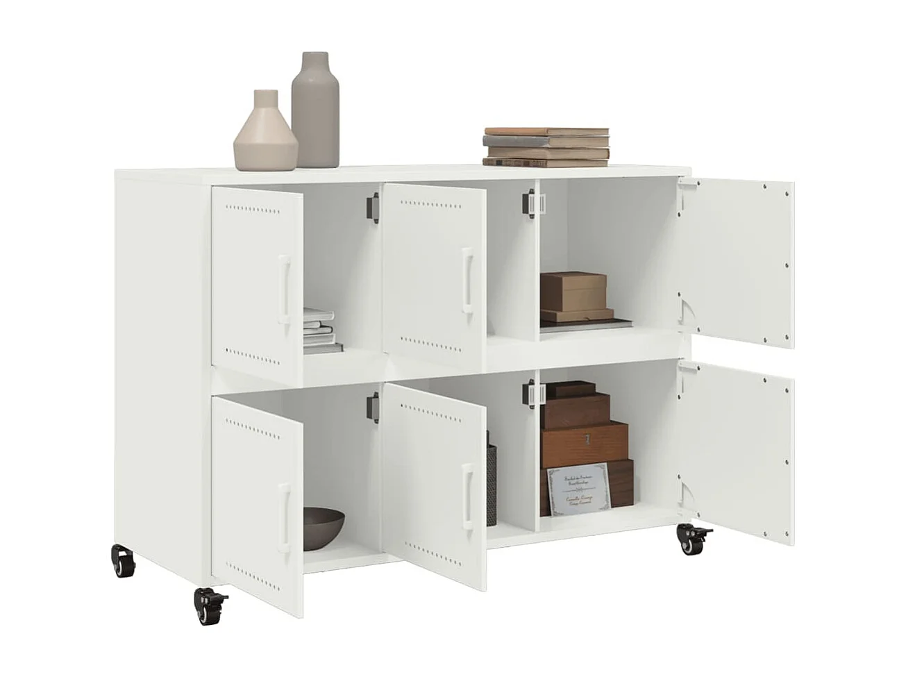 Credenza Bianca 100,5x39x72 cm in Acciaio