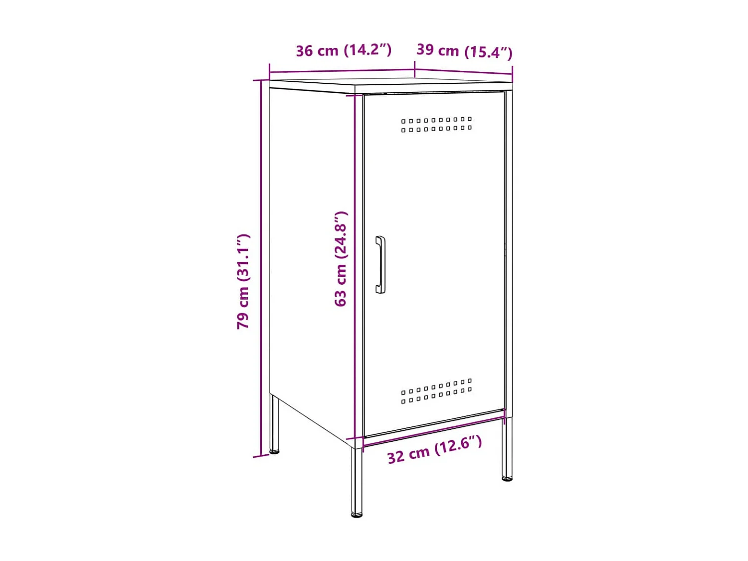 Buffet anthracite 36x39x79 cm acier