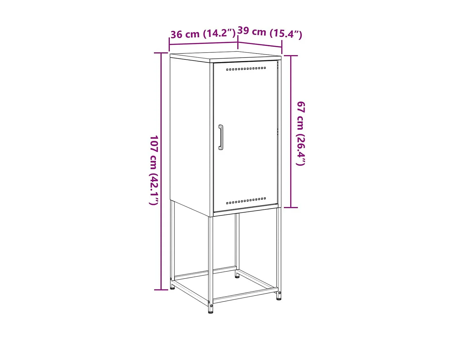 Buffet jaune moutarde 36x39x107 cm acier