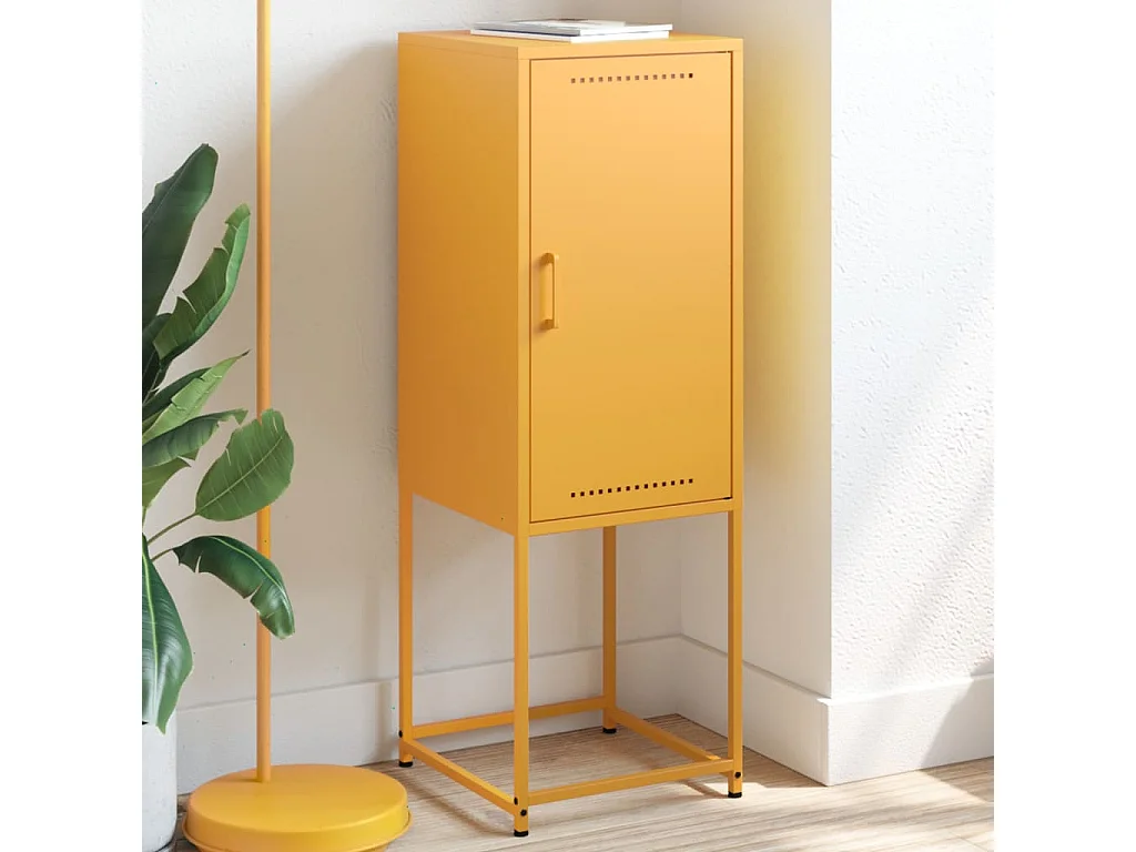 Aparador alto 36x39x107 cm aço amarelo mostarda