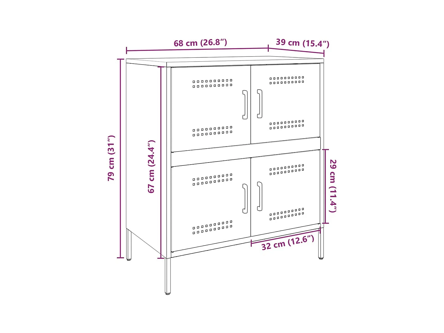 Dressoir 68x39x79 cm staal antracietkleurig