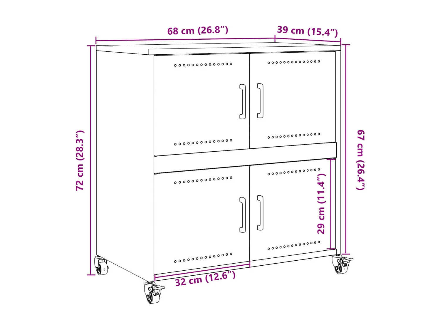 Buffet vert olive 68x39x72 cm acier