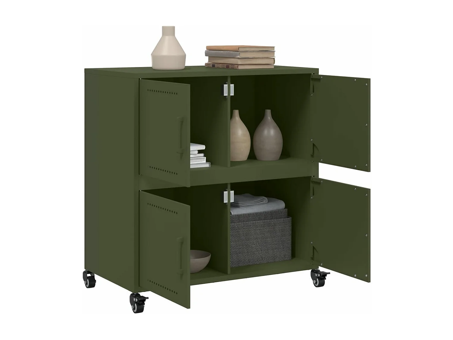 Buffet vert olive 68x39x72 cm acier
