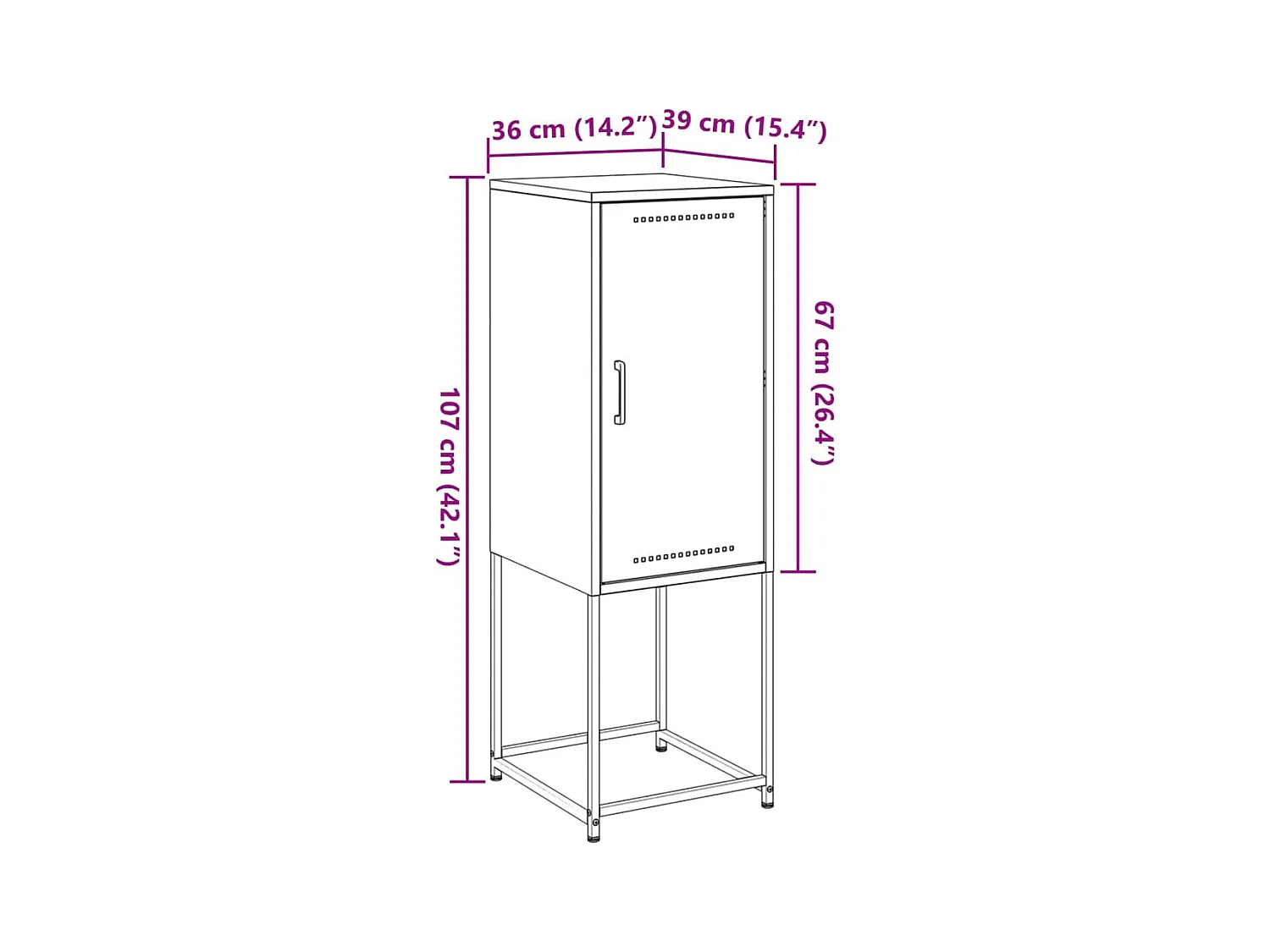 Buffet vert olive 36x39x107 cm acier