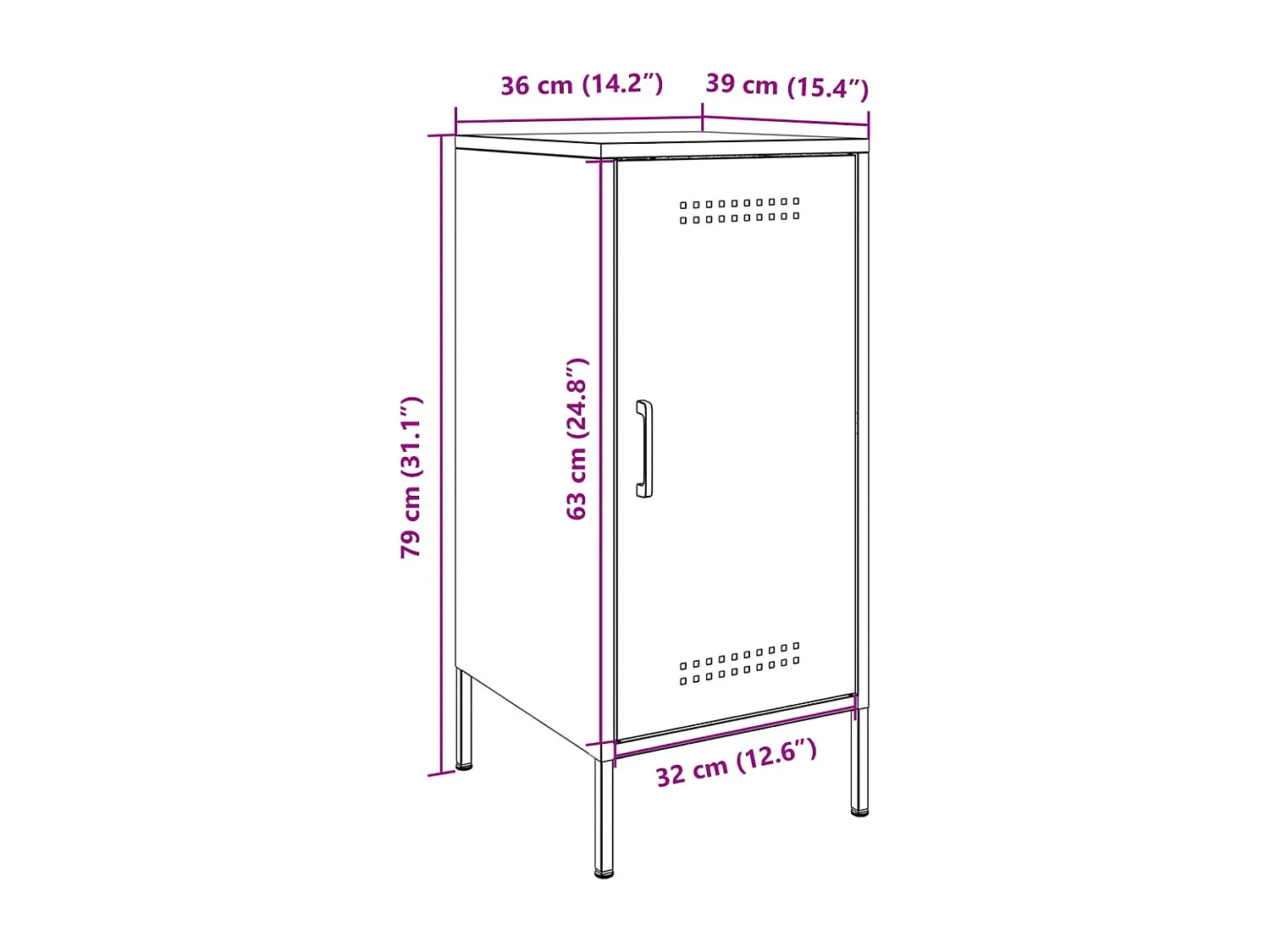 Buffet vert olive 36x39x79 cm acier