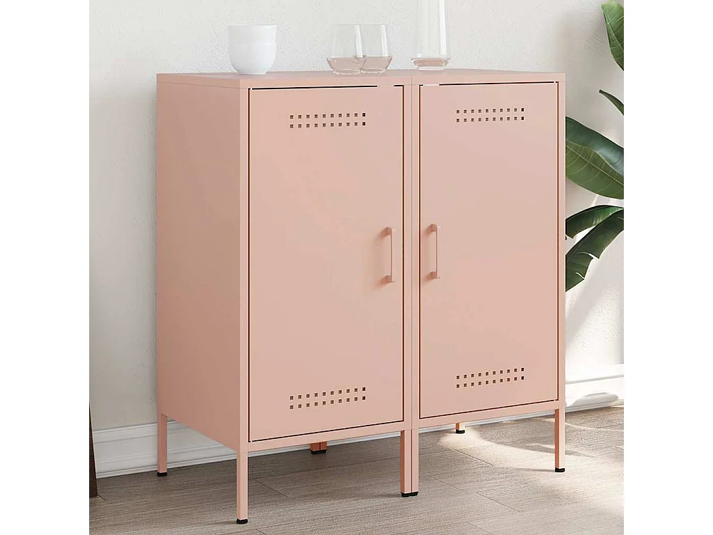 Aparadores 2 pcs 36x39x79 cm aço rosa