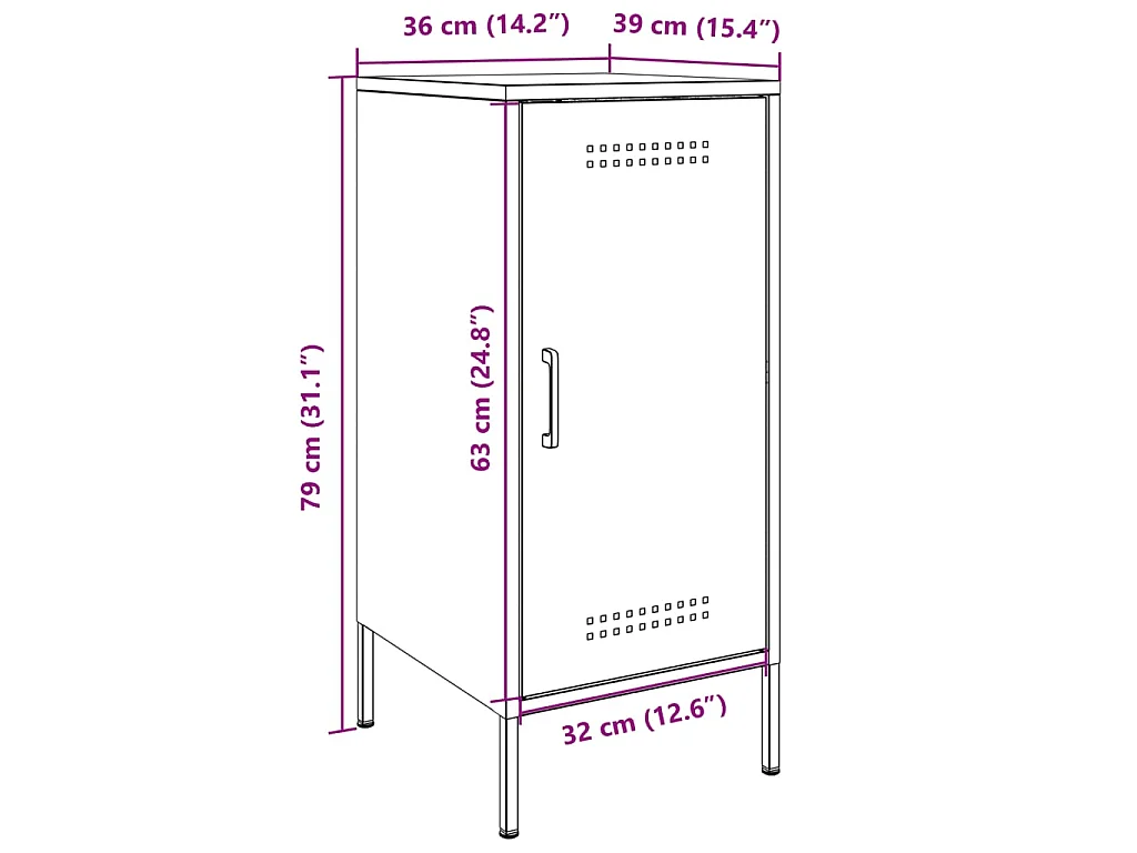 Aparadores 2 pcs 36x39x79 cm aço rosa