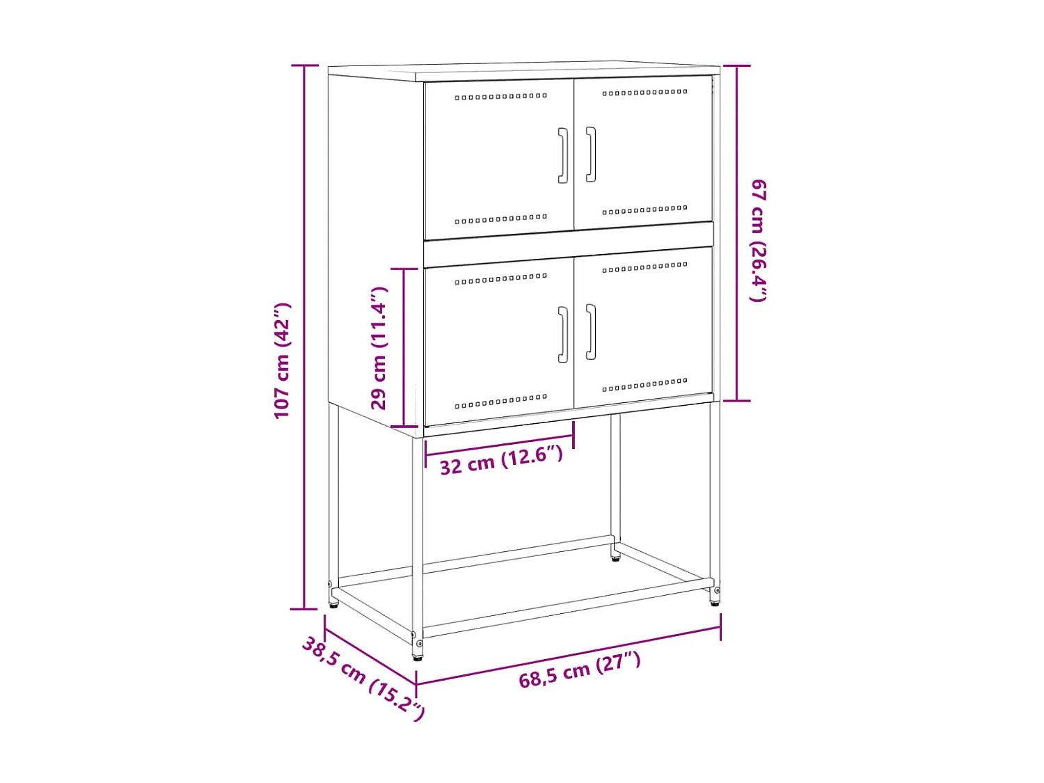 Buffet blanc 68,5x38,5x107 cm acier