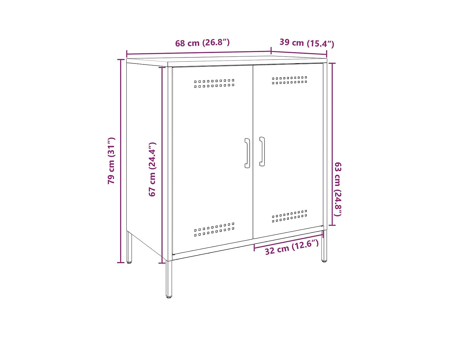 Buffet anthracite 68x39x79 cm acier