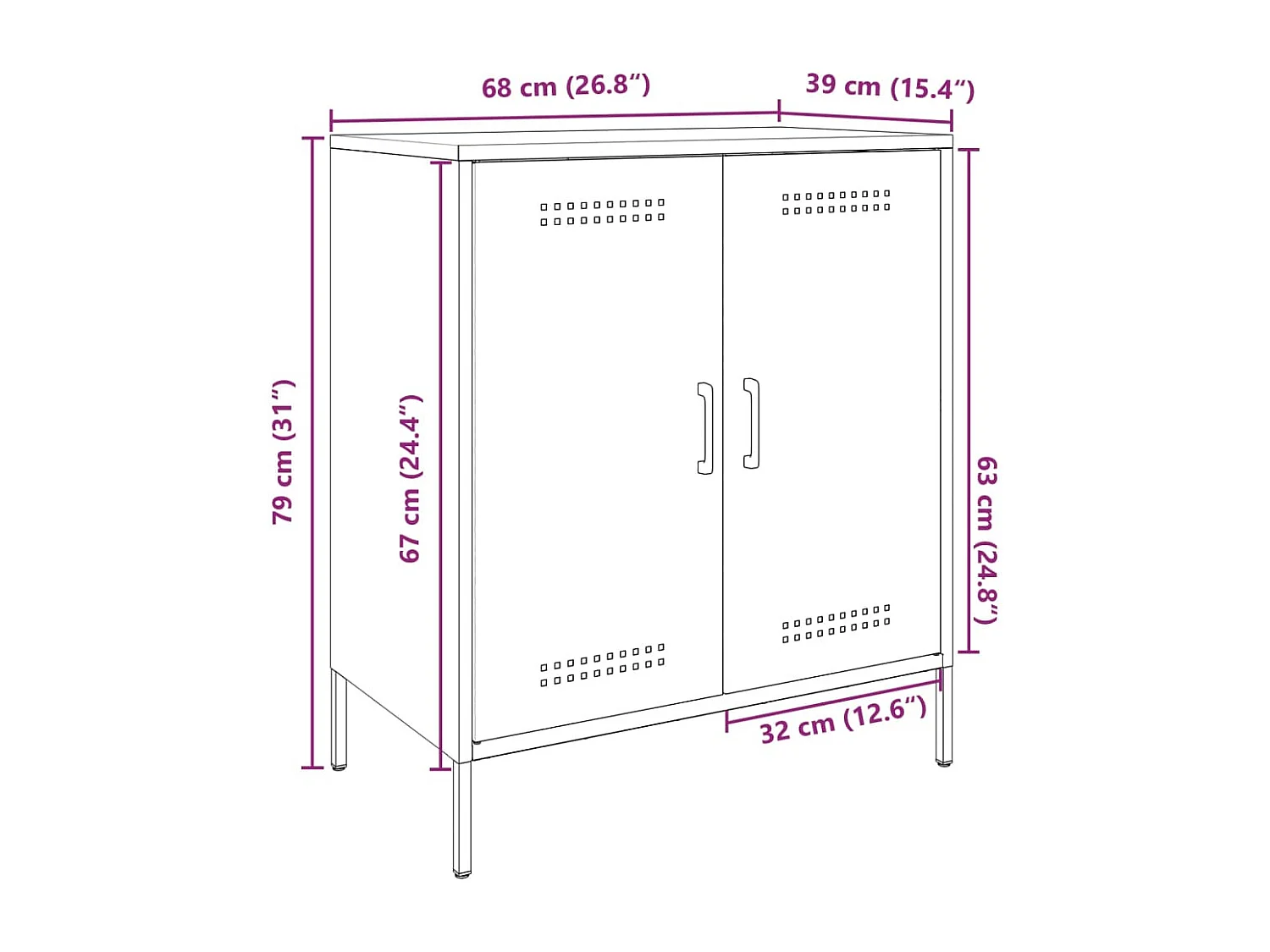 Buffet anthracite 68x39x79 cm acier