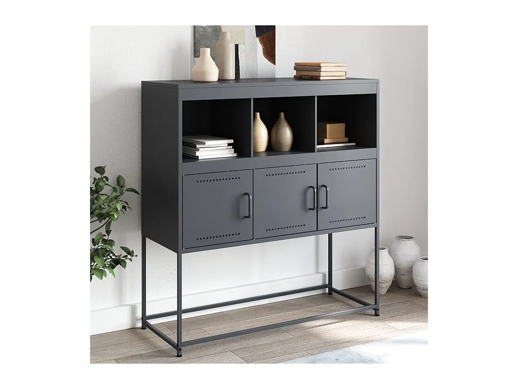 Dressoir 100,5x39x107 cm staal antracietkleurig